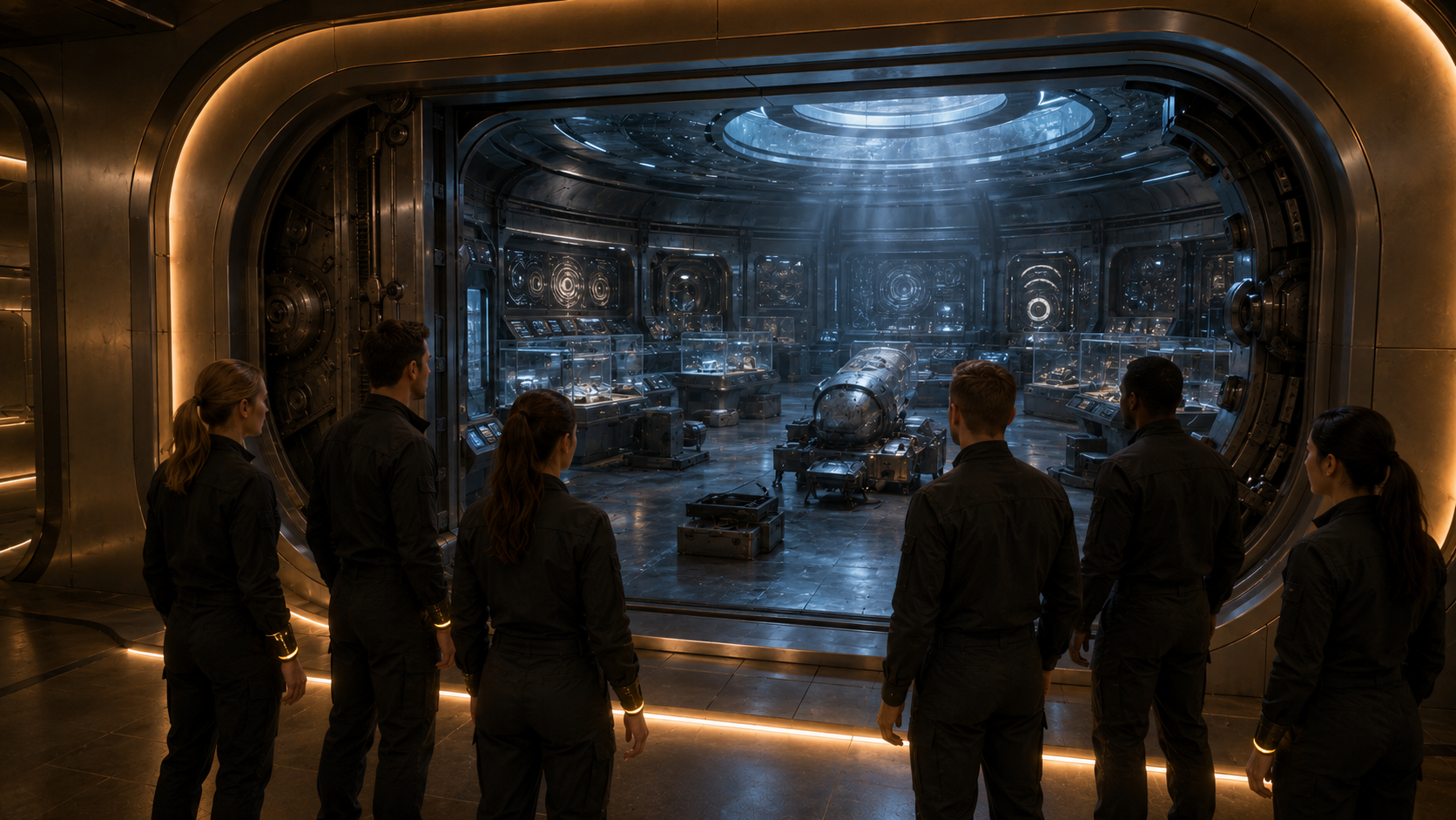 Heavy mechanical door opening into the sealed sector
